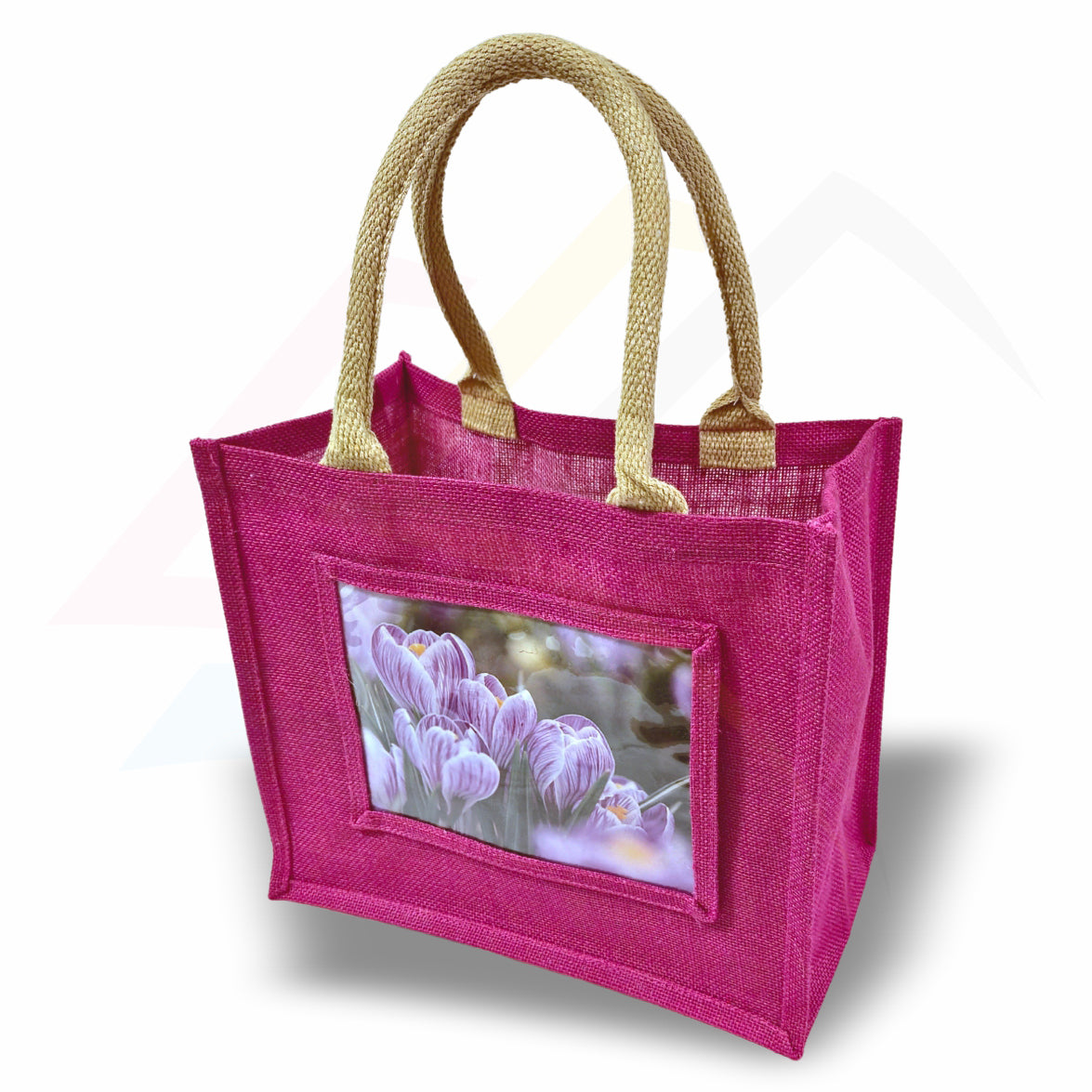JS68 Medium Jute Bag Pink, Black, Natural - 203x152mm Photo Insert - Blank or Printed