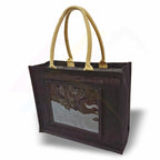 JS81 Large Jute Bag Pink, Black, Natural - 254x203mm Photo Insert - Blank or Printed