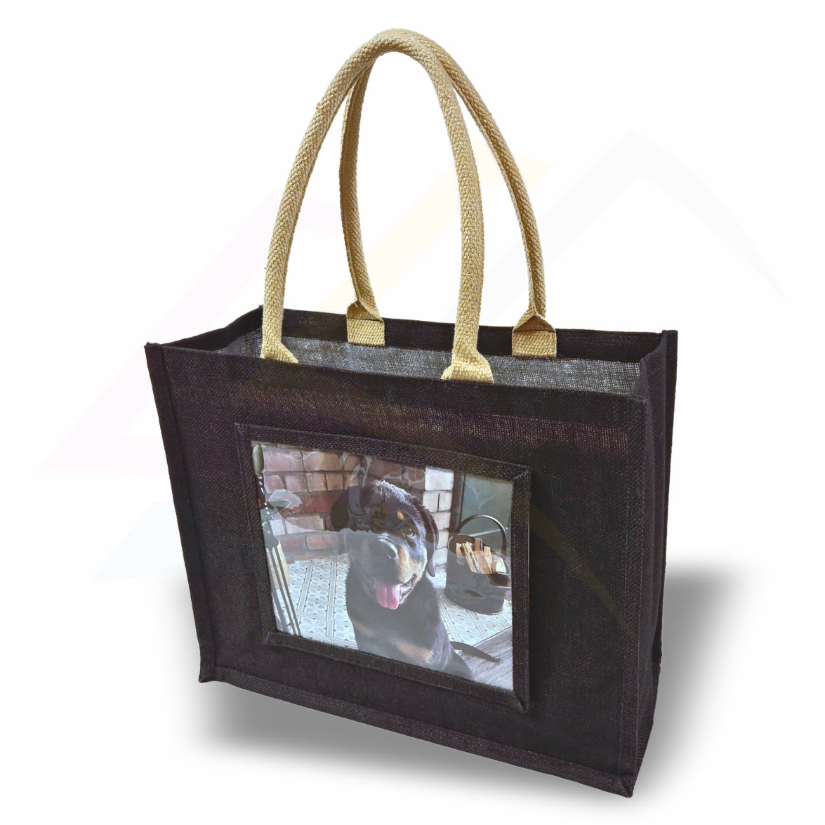 JS81 Large Jute Bag Pink, Black, Natural - 254x203mm Photo Insert - Blank or Printed