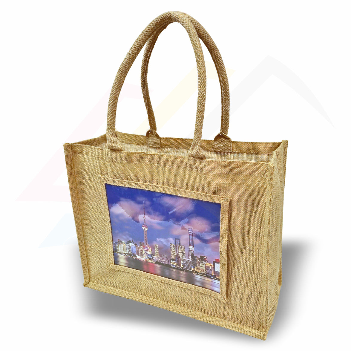 JS81 Large Jute Bag Pink, Black, Natural - 254x203mm Photo Insert - Blank or Printed