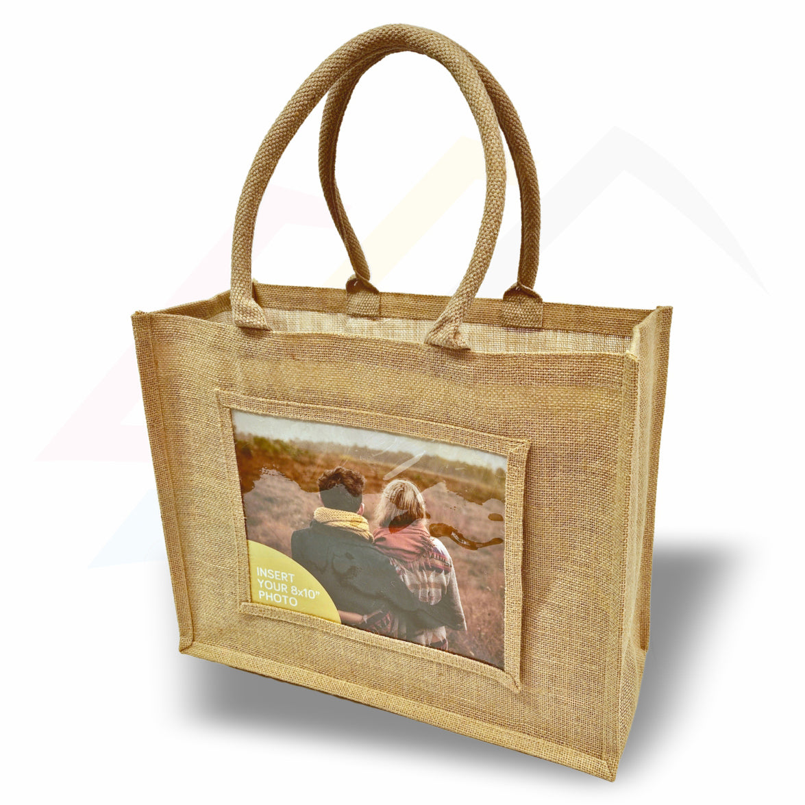 JS81 Large Jute Bag Pink, Black, Natural - 254x203mm Photo Insert - Blank or Printed