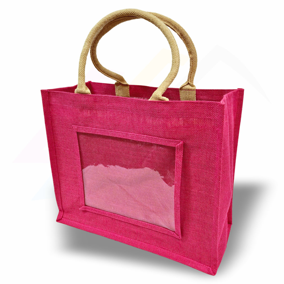 JS81 Large Jute Bag Pink, Black, Natural - 254x203mm Photo Insert - Blank or Printed