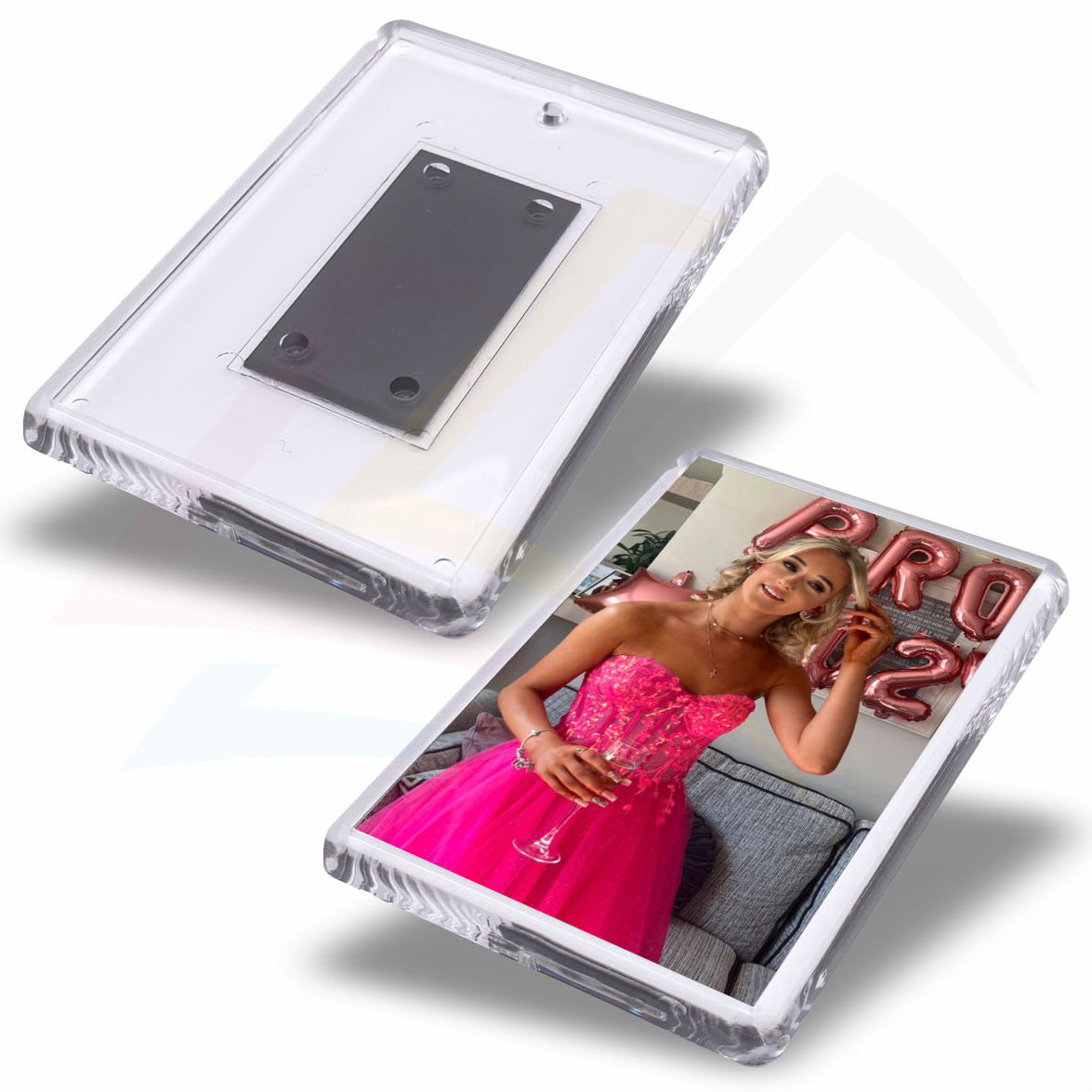 L402-10 Acrylic Fridge Magnet Rectangular 70x45mm Photo Insert - Blank or Printed - Pack of 10