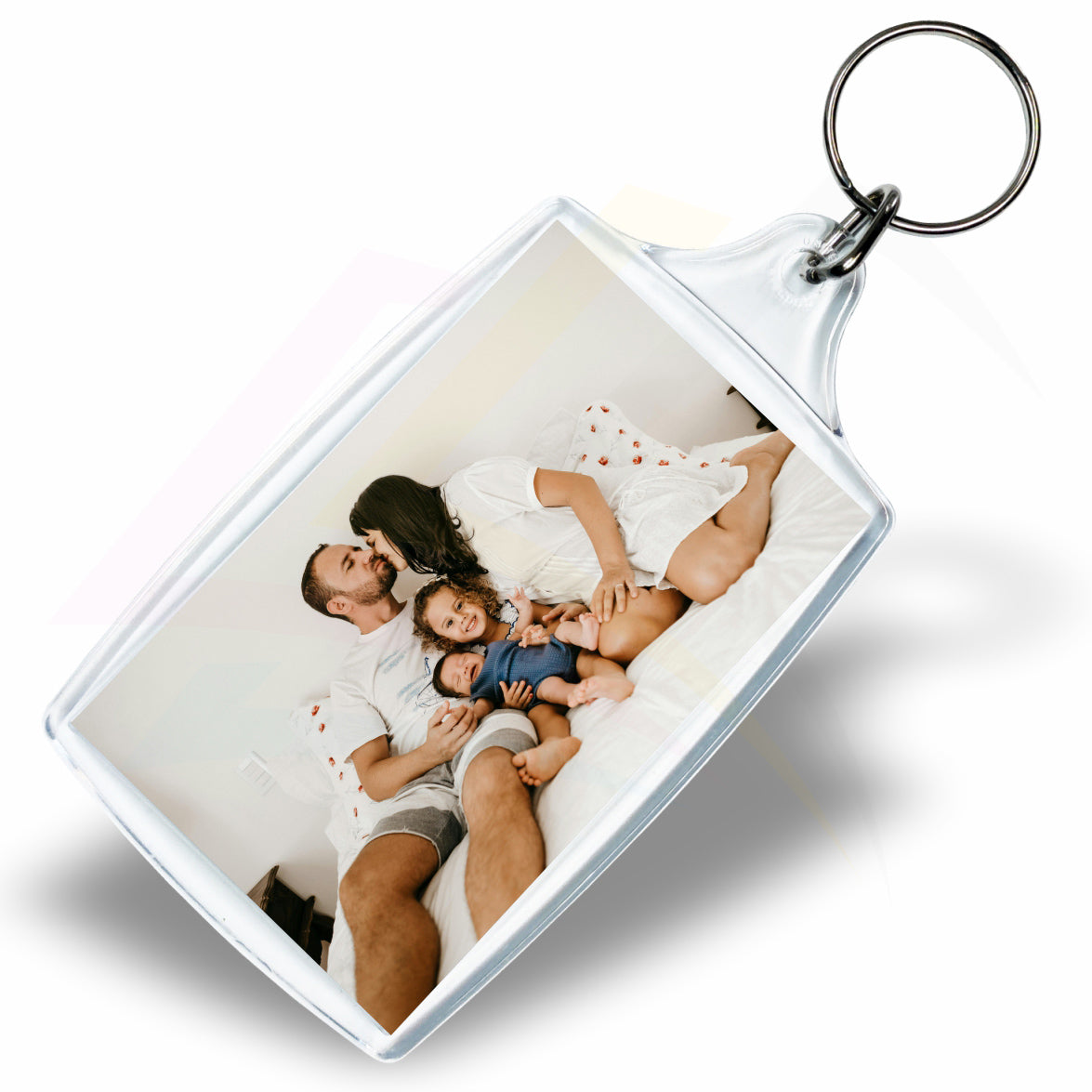 L4 Rectangular 70x45mm Photo Insert Acrylic Keyring - Blank or Printed - Pack of 50