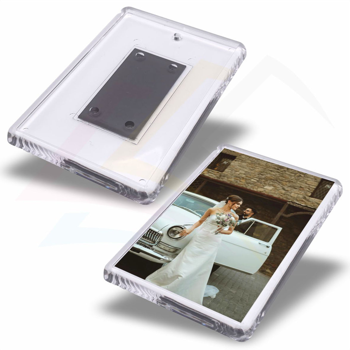 L402 Acrylic Fridge Magnet Rectangular 70x45mm Photo Insert - Blank or Printed - Pack of 50