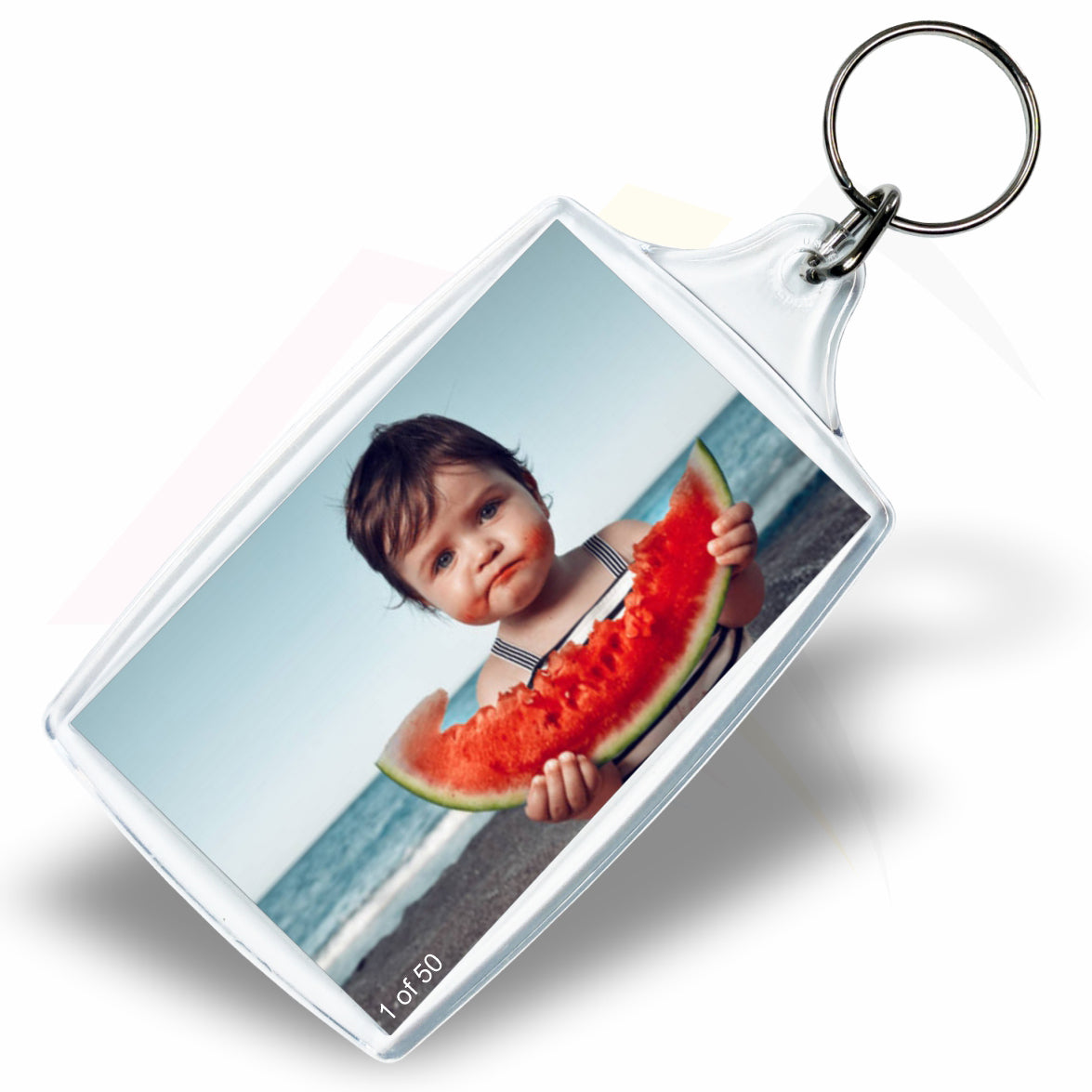 L4 Rectangular 70x45mm Photo Insert Acrylic Keyring - Blank or Printed - Pack of 50