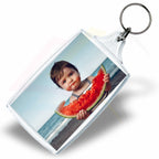L4 Rectangular 70x45mm Photo Insert Acrylic Keyring - Blank or Printed - Pack of 50
