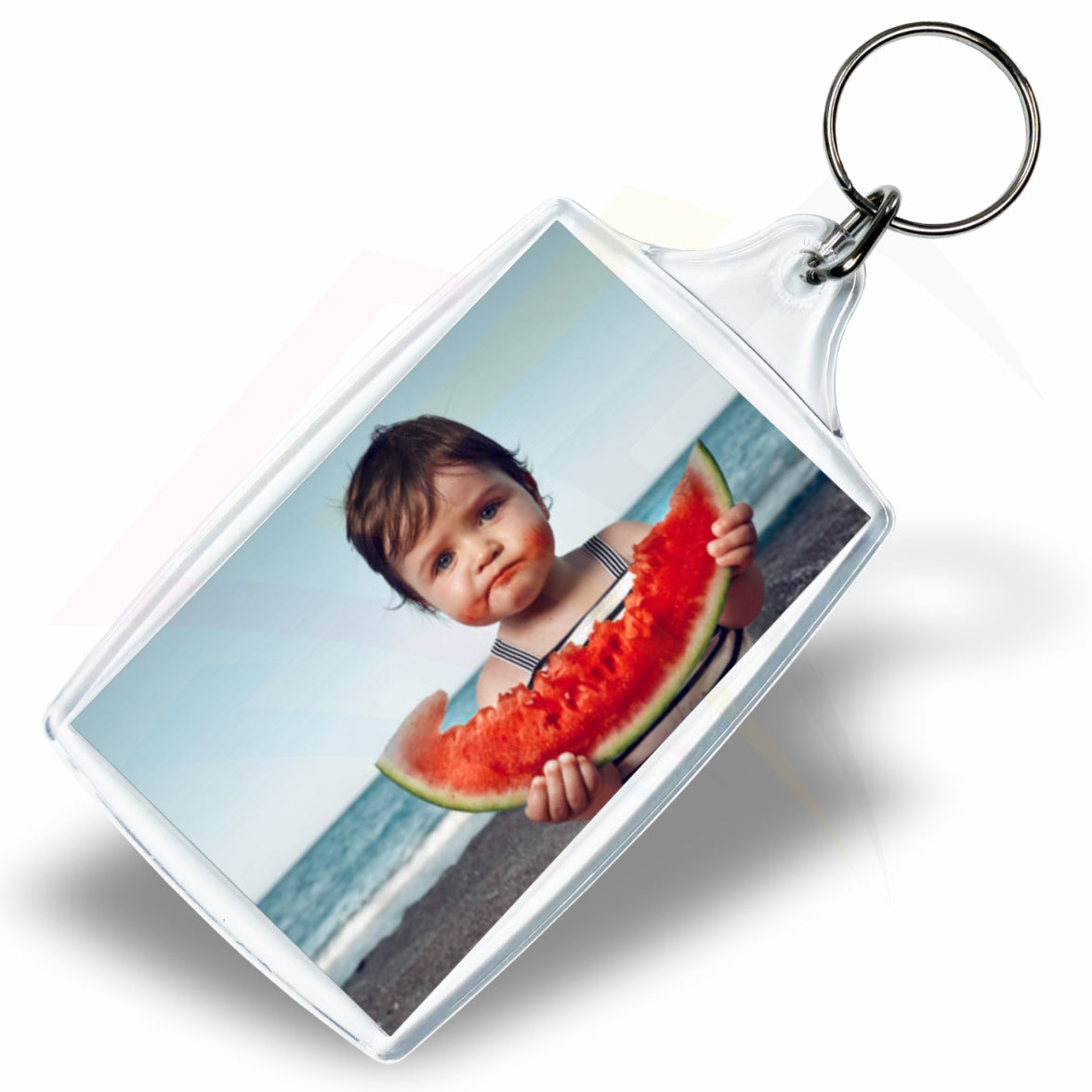 L4 Rectangular 70x45mm Photo Insert Acrylic Keyring - Blank or Printed - Pack of 50