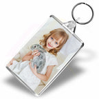 L6 Rectangular 70x45mm Photo Insert Acrylic Keyring - Blank or Printed - Pack of 50