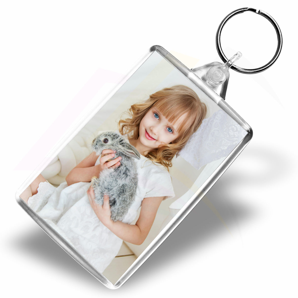 L6 Rectangular 70x45mm Photo Insert Acrylic Keyring - Blank or Printed - Pack of 50
