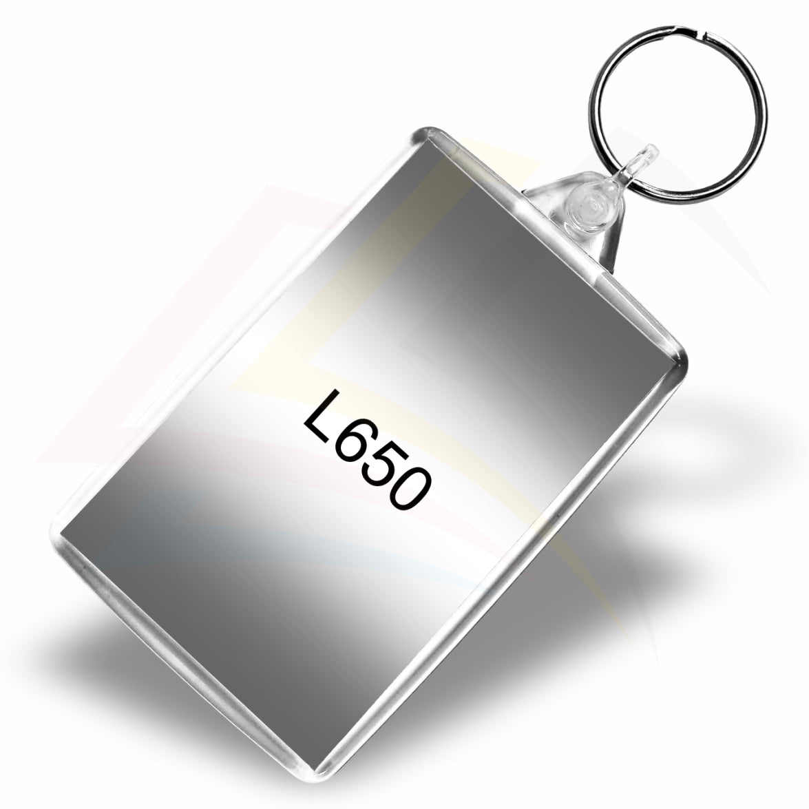 L6 Rectangular 70x45mm Photo Insert Acrylic Keyring - Blank or Printed - Pack of 50