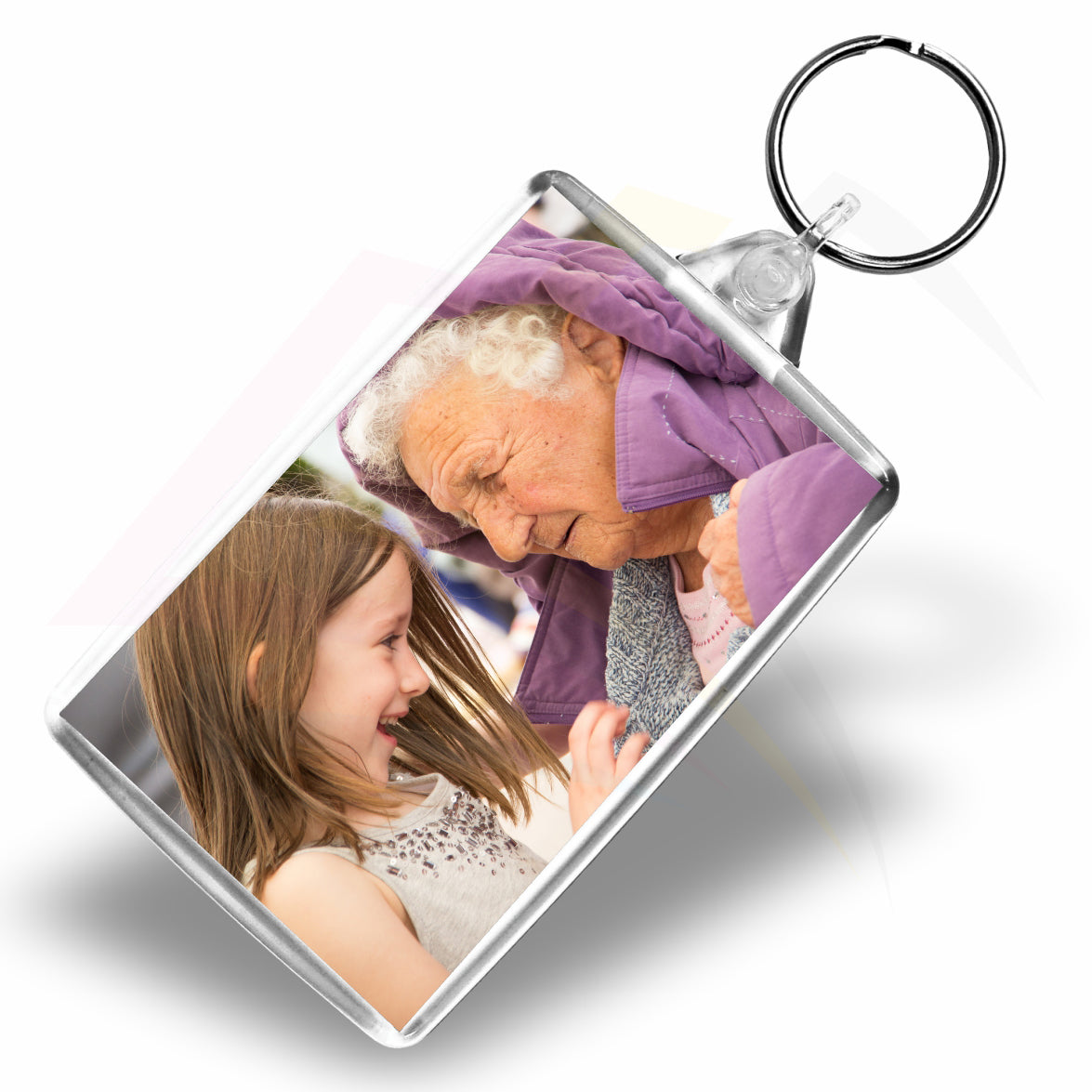 L6 Rectangular 70x45mm Photo Insert Acrylic Keyring - Blank or Printed - Pack of 50