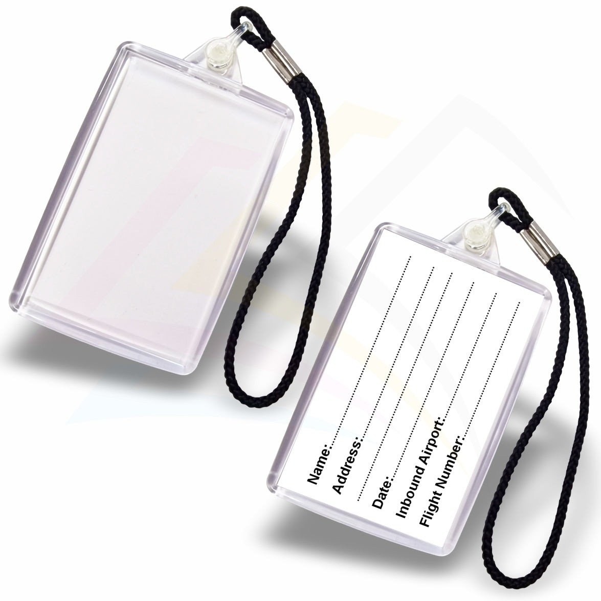 LZ02-10 Acrylic Luggage Fob Rectangular 70x45mm Photo Insert - Blank or Printed - Pack of 10