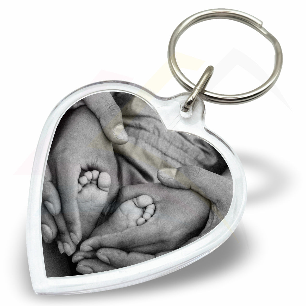 M-HT Mini Heart 40x38mm Photo Insert Acrylic Keyring - Blank or Printed - Pack of 50