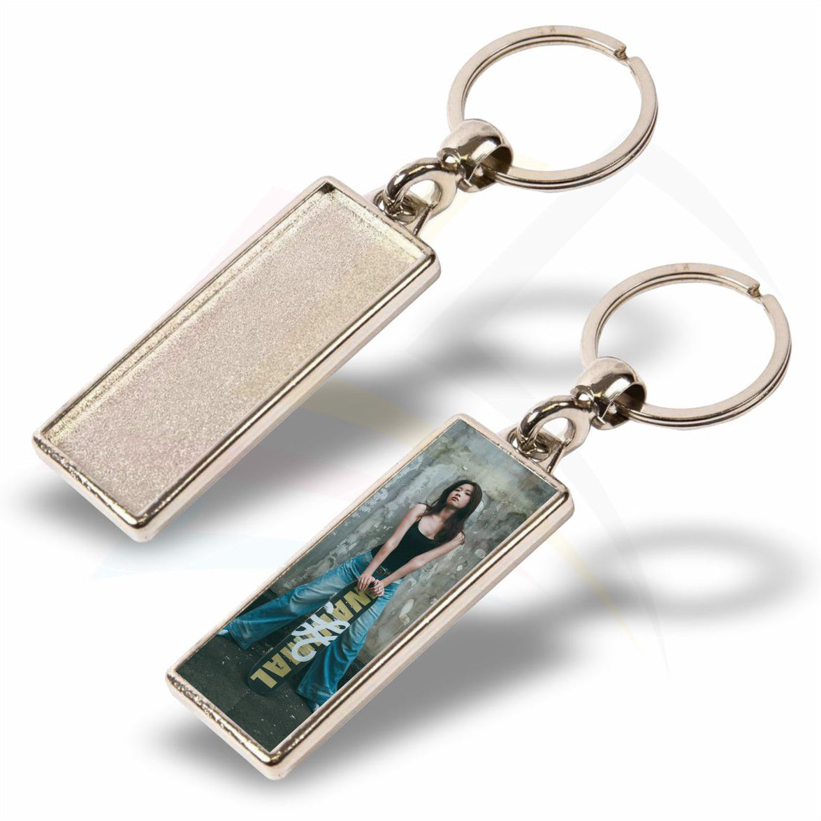 MA-18D 50x18mm Rectangular Photo Insert Metal Keyring - Blank or Printed - Pack of 100