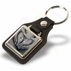 MD10-5 Faux Leather Medallion Keyring Square 25x25mm Photo Insert - Blank or Printed - Pack of 5