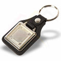 MD10 Faux Leather Medallion Keyring Square 25x25mm Photo Insert - Blank or Printed - Pack of 100