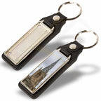 MD18 Faux Leather Rectangular 50x18mm Photo Insert Medallion Keyring - Blank or Printed - Pack of 100