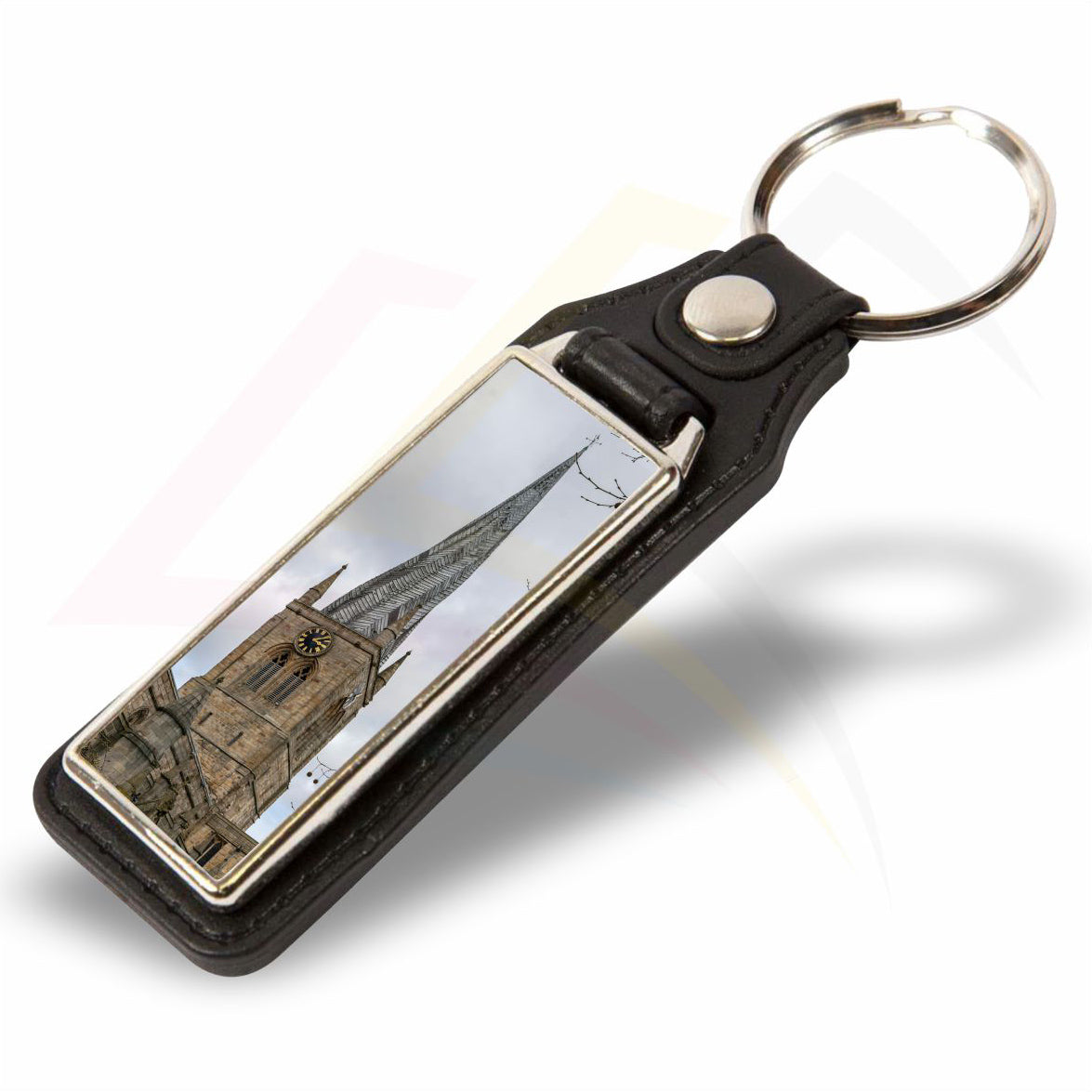 MD18 Faux Leather Rectangular 50x18mm Photo Insert Medallion Keyring - Blank or Printed - Pack of 100
