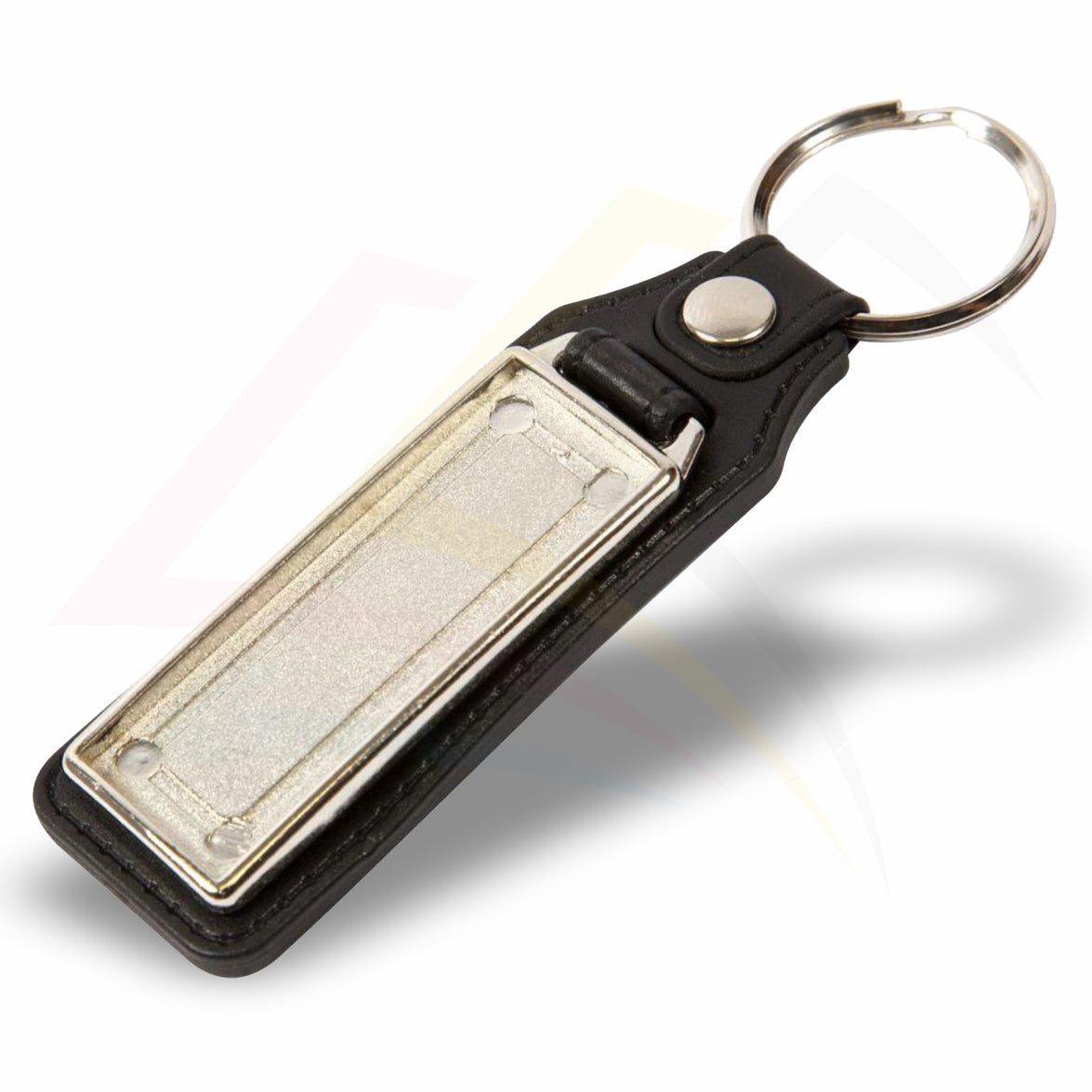 MD18 Faux Leather Rectangular 50x18mm Photo Insert Medallion Keyring - Blank or Printed - Pack of 100