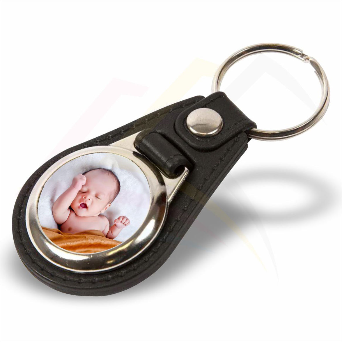 MD25 Faux Leather Round 25mm Photo Insert Medallion Keyring - Blank or Printed - Pack of 100
