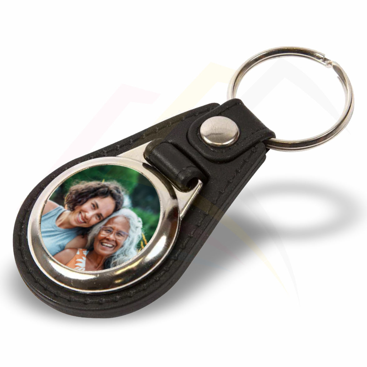 MD25 Faux Leather Round 25mm Photo Insert Medallion Keyring - Blank or Printed - Pack of 100