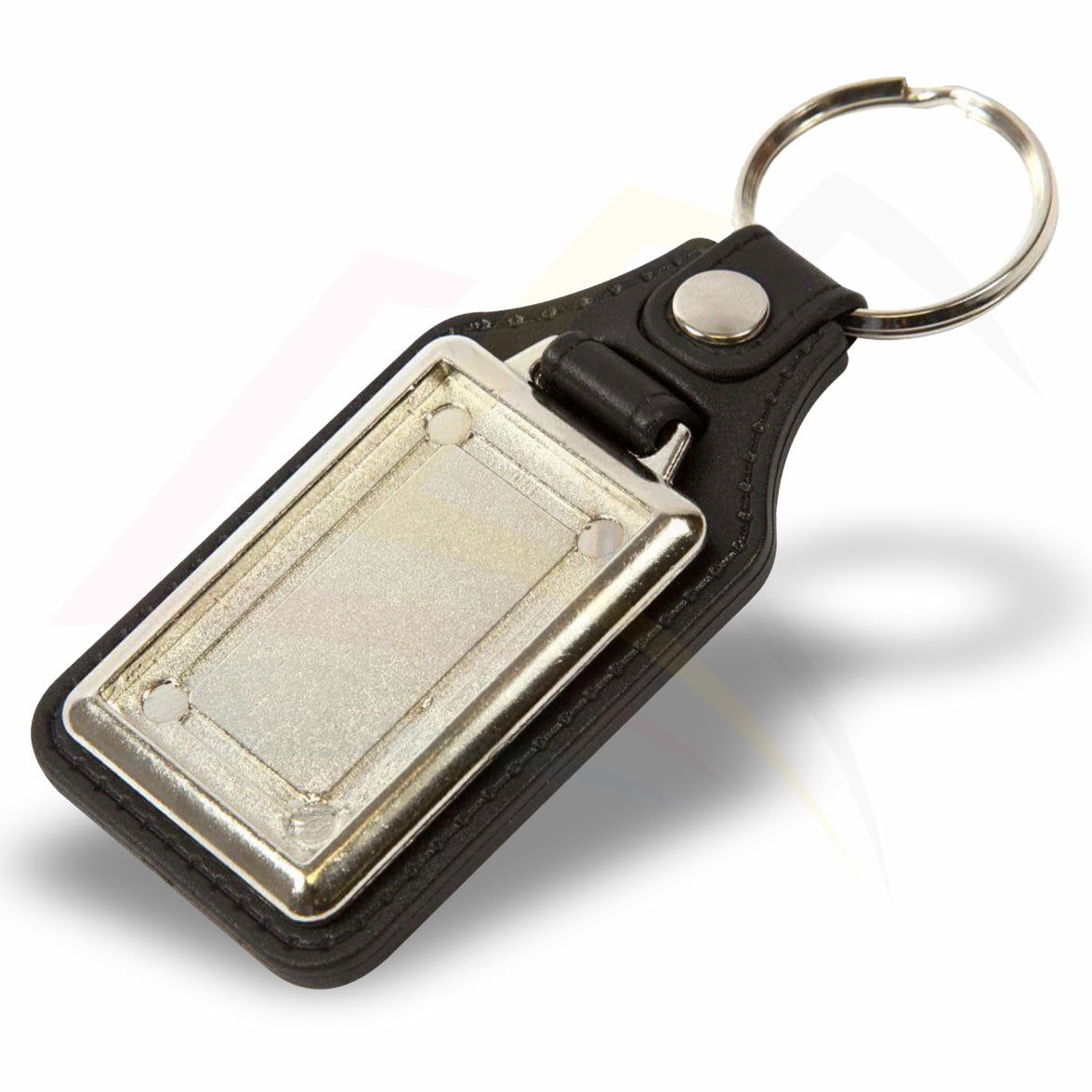MD40 Faux Leather Rectangular 40x25mm Photo Insert Medallion Keyring - Blank or Printed - Pack of 100