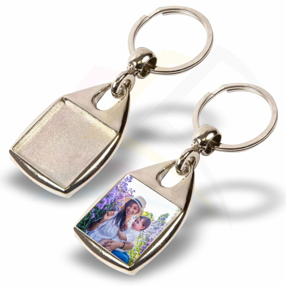 MF-25D-5 25mm Square Photo Insert Metal Keyring - Blank or Printed - Pack of 5