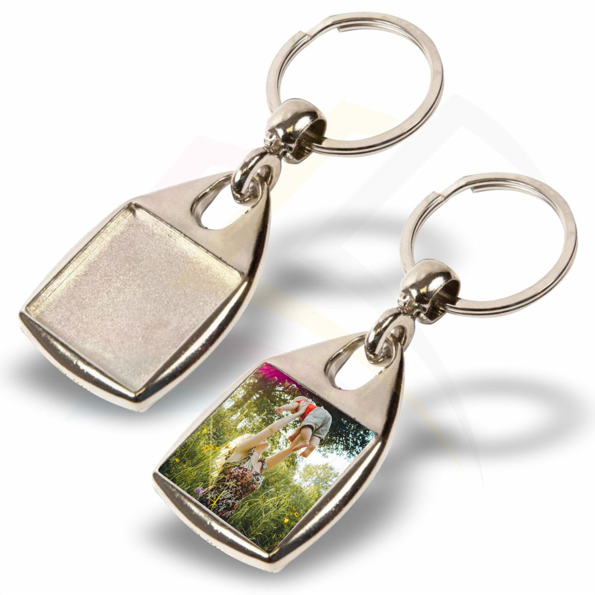 MF-25D 25mm Square Photo Insert Metal Keyring - Blank or Printed - Pack of 100