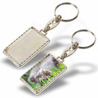 MG-40D-5 Rectangular 40x25mm Photo Insert Metal Keyring - Blank or Printed - Pack of 5