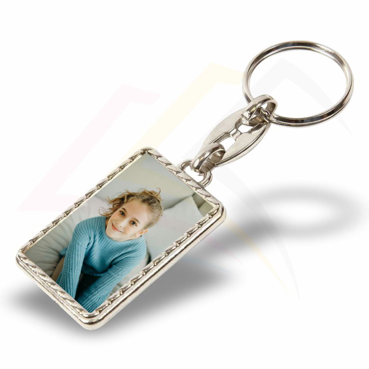 MG-40D Rectangular 40x25mm Photo Insert Metal Keyring - Blank or Printed - Pack of 100