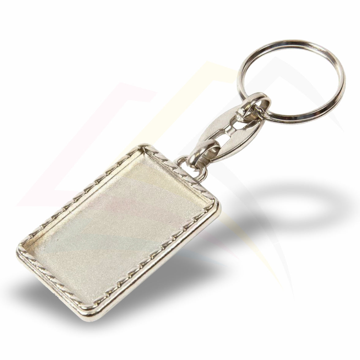 MG-40D Rectangular 40x25mm Photo Insert Metal Keyring - Blank or Printed - Pack of 100