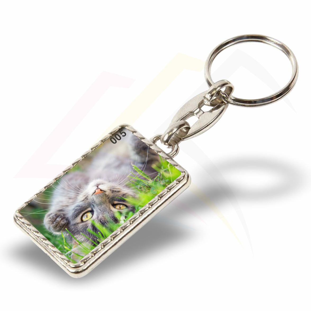 MG-40D Rectangular 40x25mm Photo Insert Metal Keyring - Blank or Printed - Pack of 100