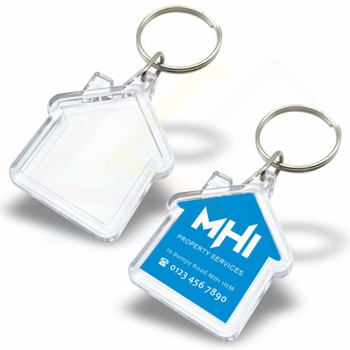 MH1 Mini House 35x33mm Photo Insert Acrylic Keyring - Blank or Printed