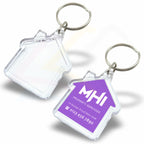 MH1 Mini House 35x33mm Photo Insert Acrylic Keyring - Blank or Printed - Pack of 100