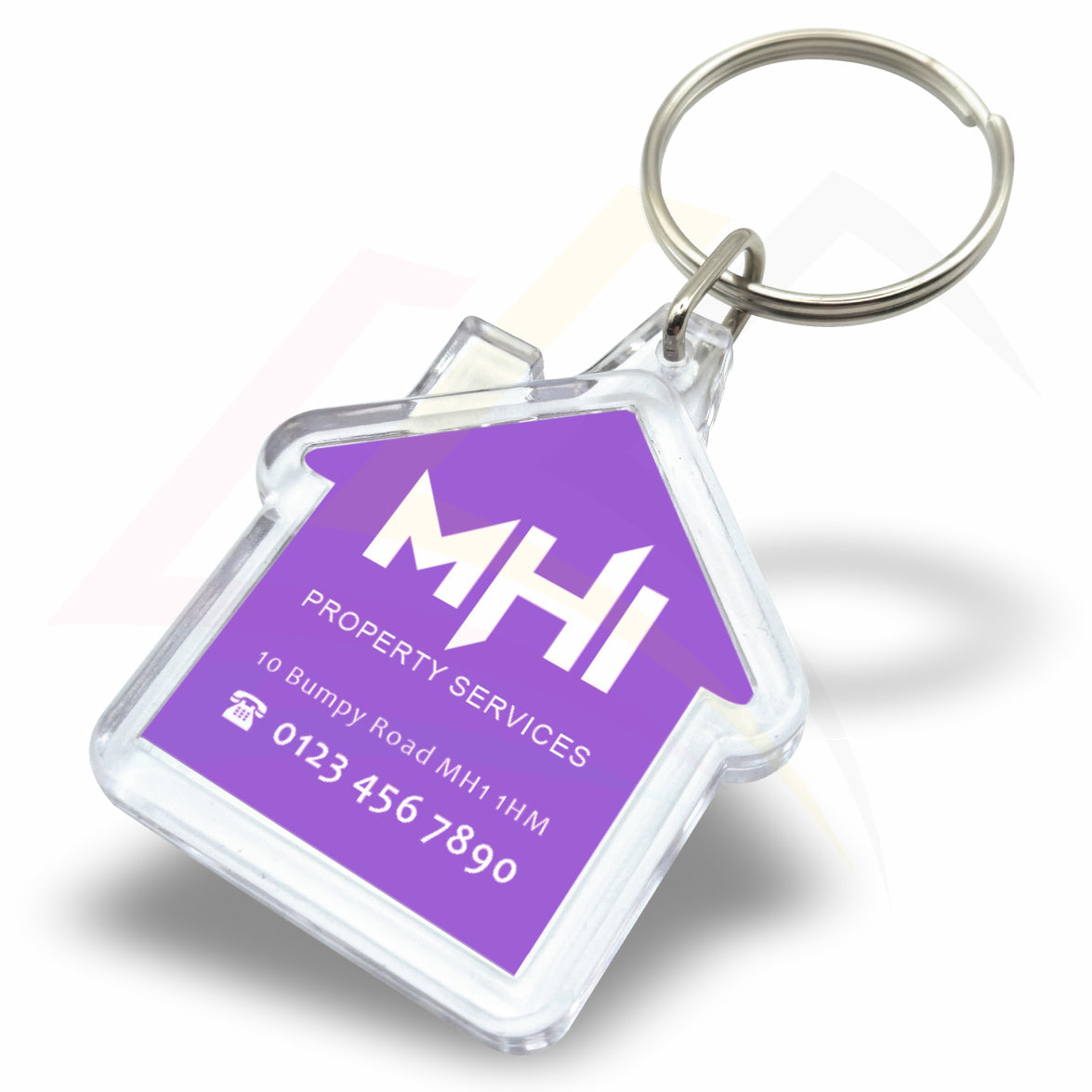 MH1 Mini House 35x33mm Photo Insert Acrylic Keyring - Blank or Printed - Pack of 100