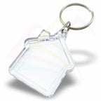 MH1-10 Mini House 35x33mm Photo Insert Acrylic Keyring - Blank or Printed - Pack of 10