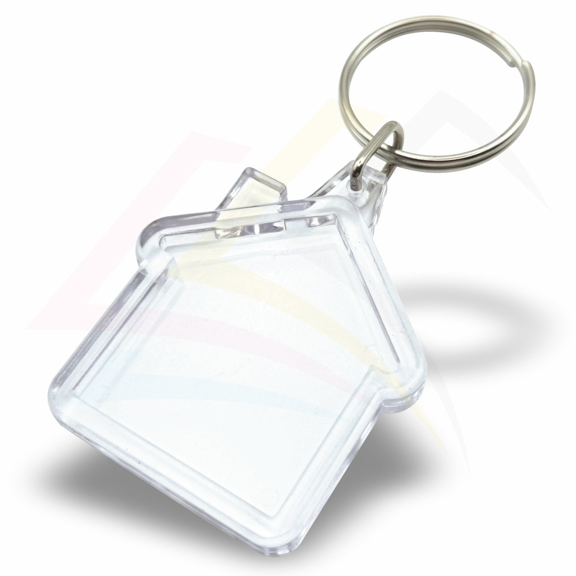 MH1 Mini House 35x33mm Photo Insert Acrylic Keyring - Blank or Printed - Pack of 100