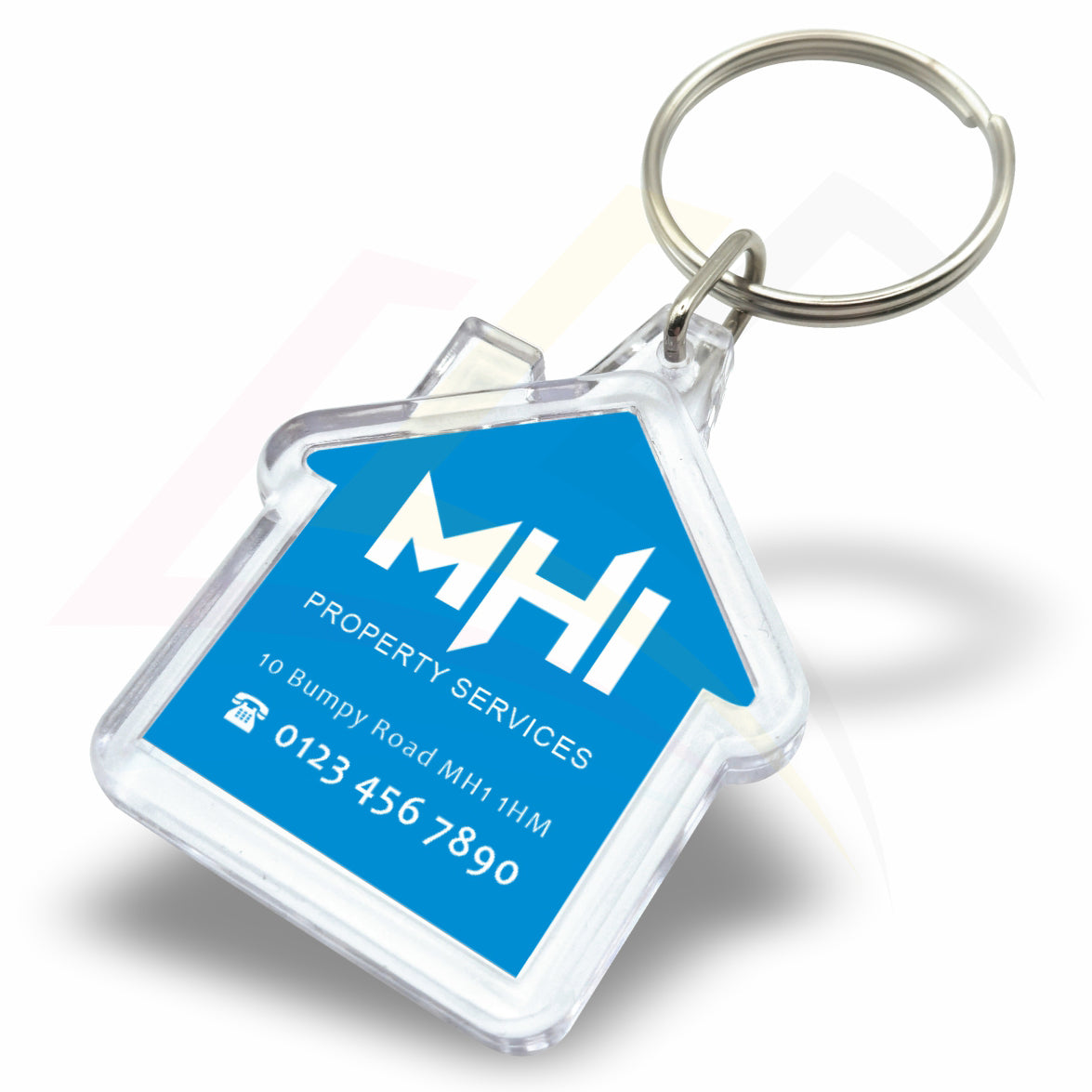 MH1 Mini House 35x33mm Photo Insert Acrylic Keyring - Blank or Printed - Pack of 100