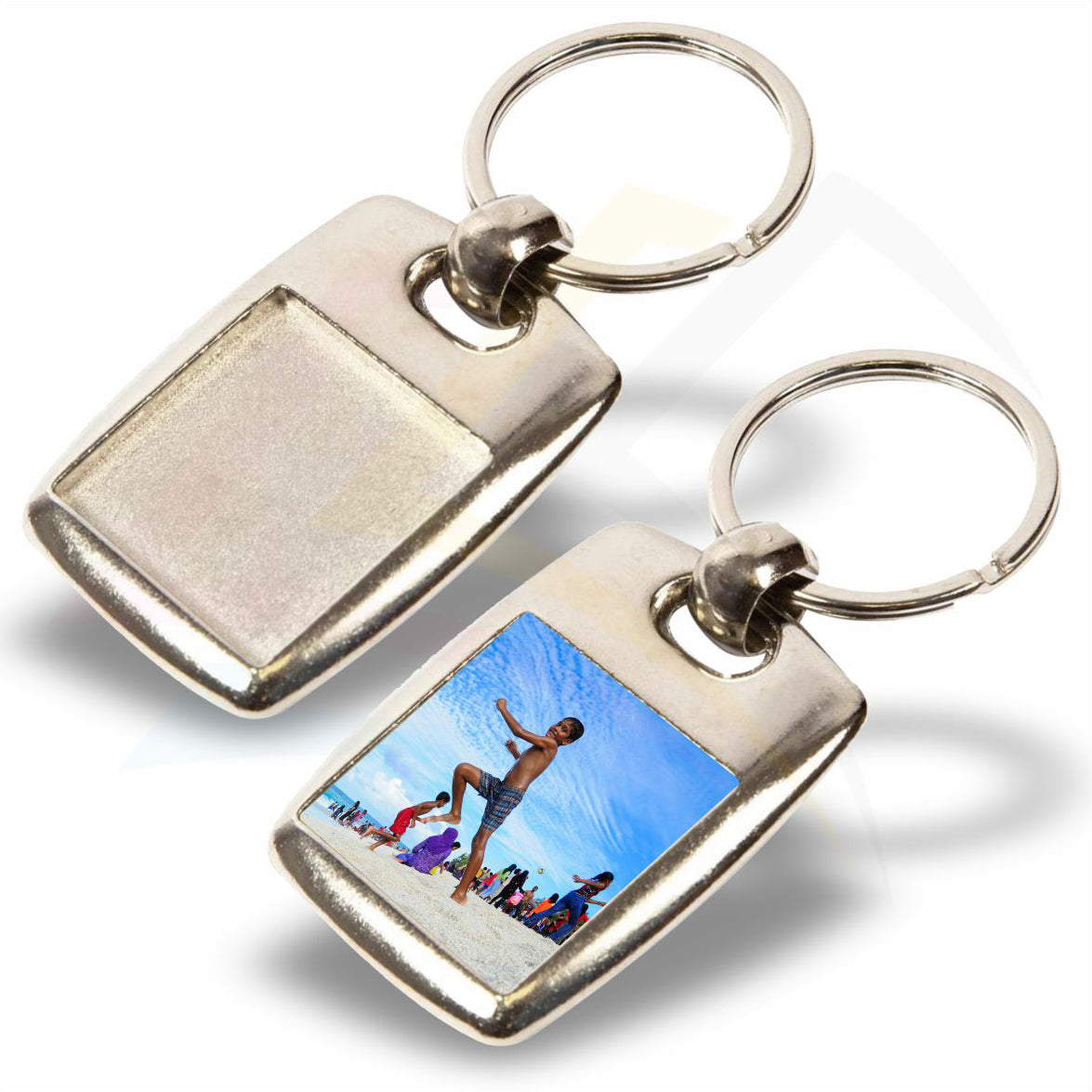 MK-25D 25mm Square Photo Insert Metal Keyring - Blank or Printed - Pack of 100
