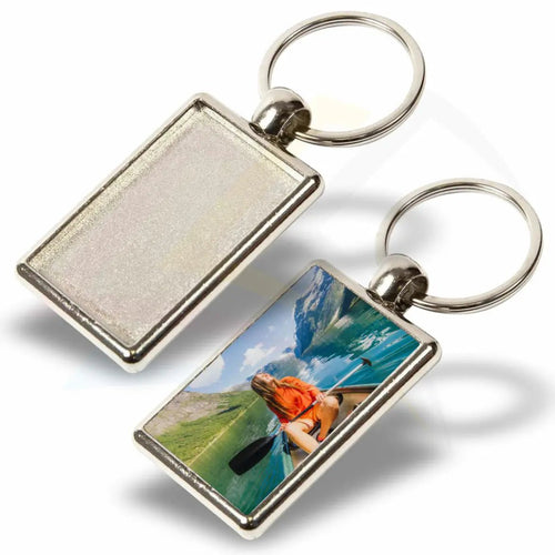 ML - 40D - 5 40x25mm Rectangular Photo Insert Metal Keyring - Blank or Printed - Pack of 5