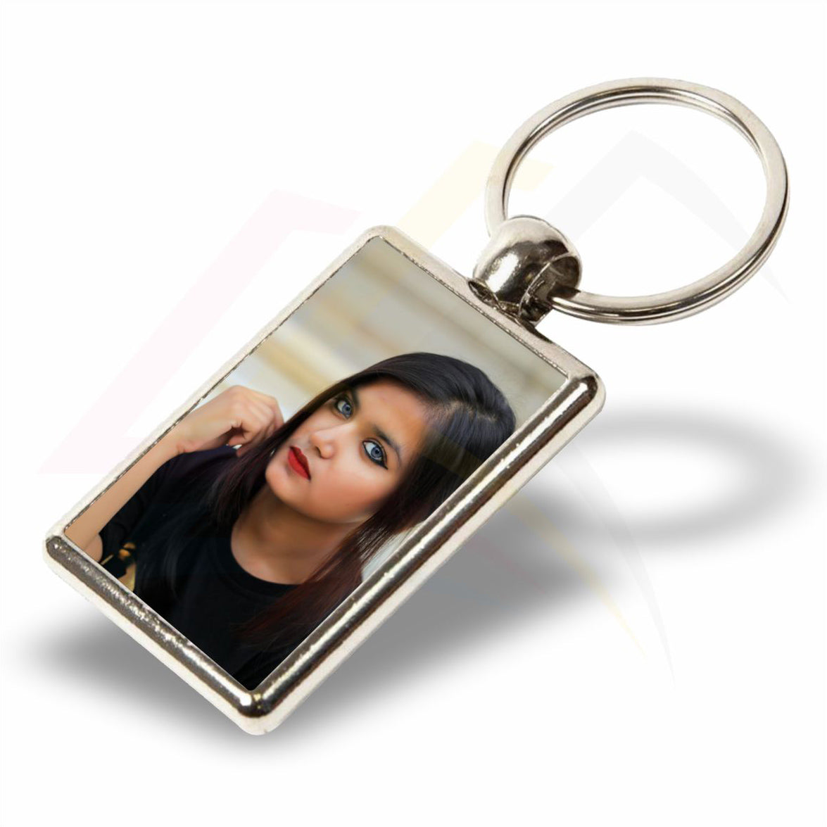 ML-40D 40x25mm Rectangular Photo Insert Metal Keyring - Blank or Printed- Pack of 100