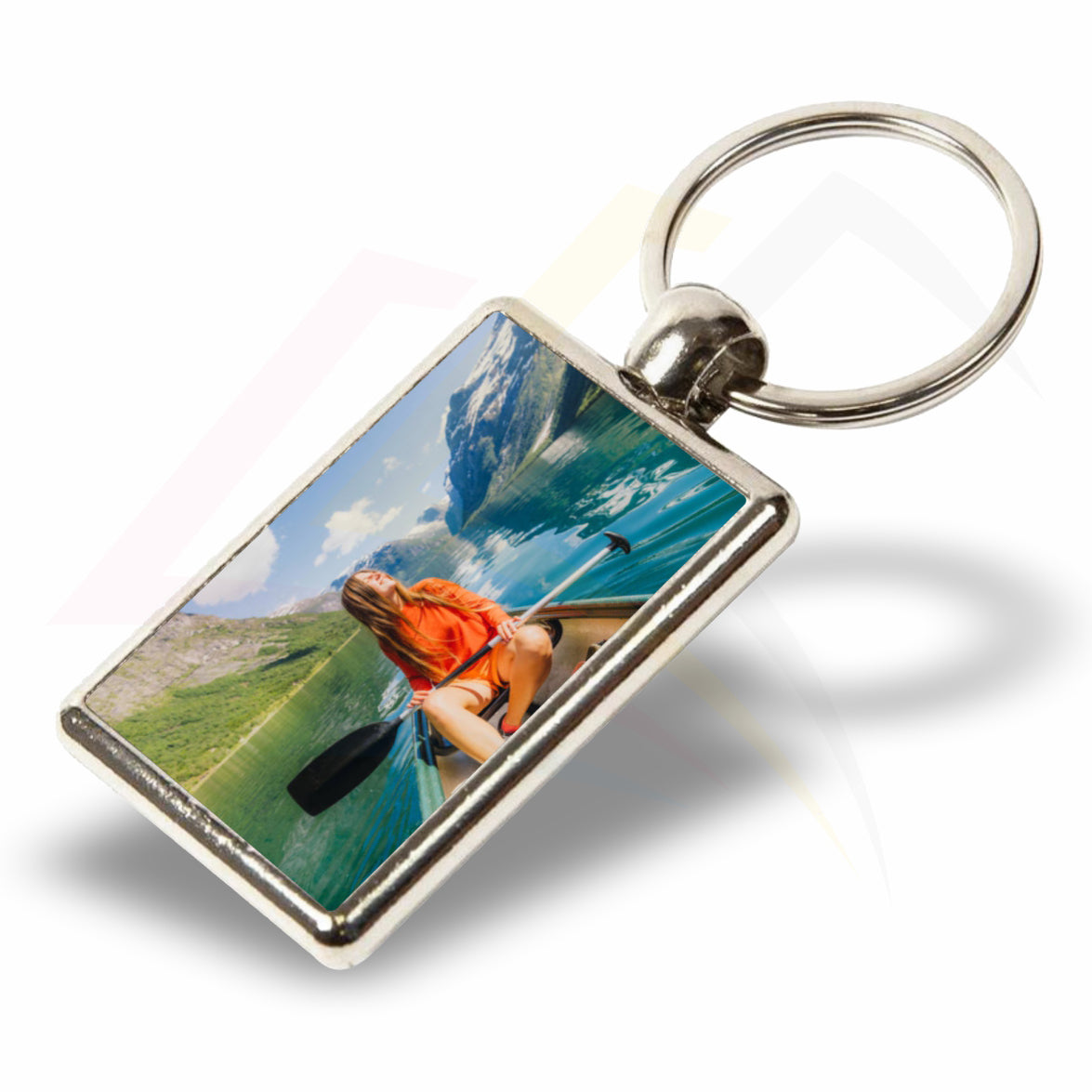 ML-40D 40x25mm Rectangular Photo Insert Metal Keyring - Blank or Printed- Pack of 100