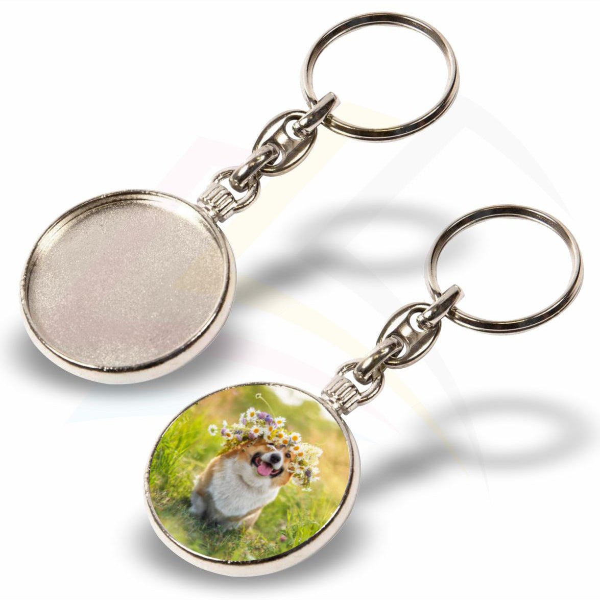 MO-33D-5 Round 33mm Photo Insert Metal Keyring - Blank or Printed - Pack of 5