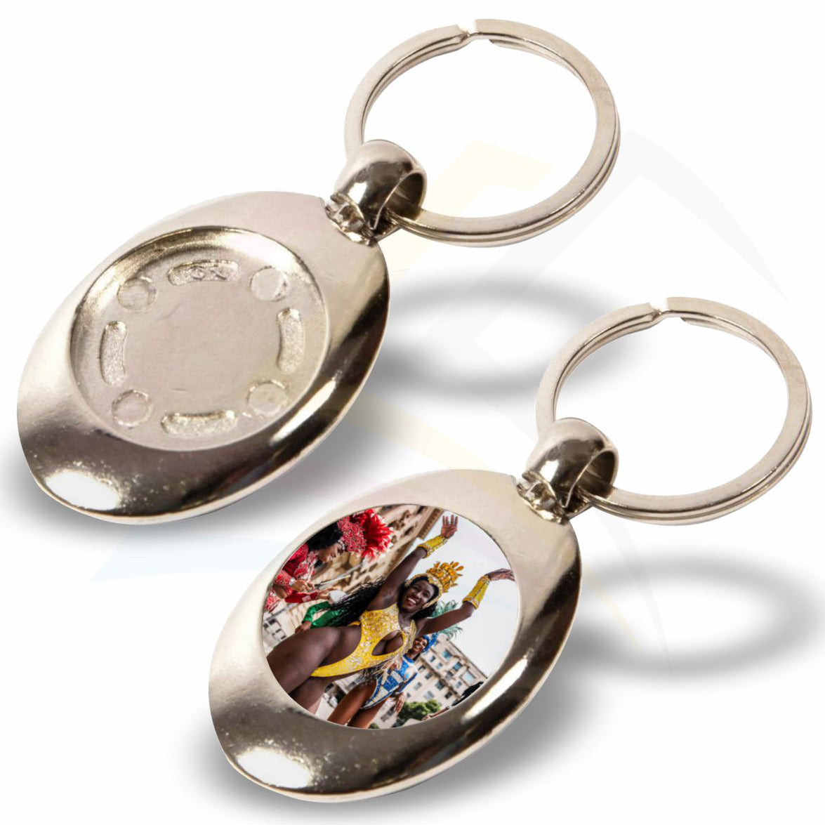 MP-25D-5 Round 25mm Double Sided Photo Insert Metal Keyring - Blank or Printed - Pack of 5