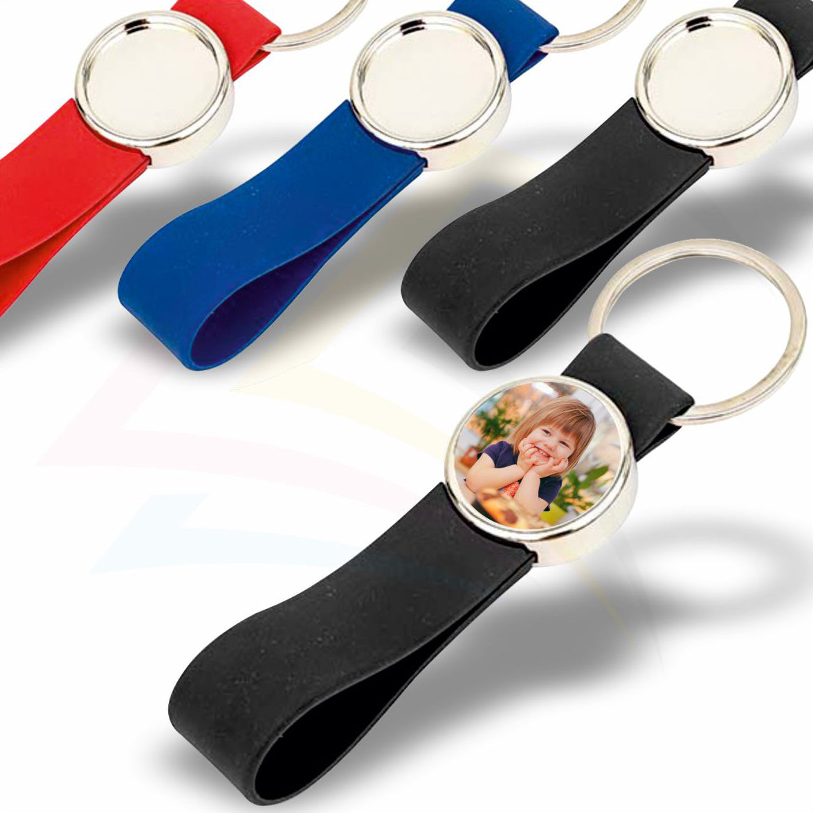 MR-25 Round 25mm Photo Insert Metal Keyring with Silicone Loop - Blank or Printed - Pack of 100