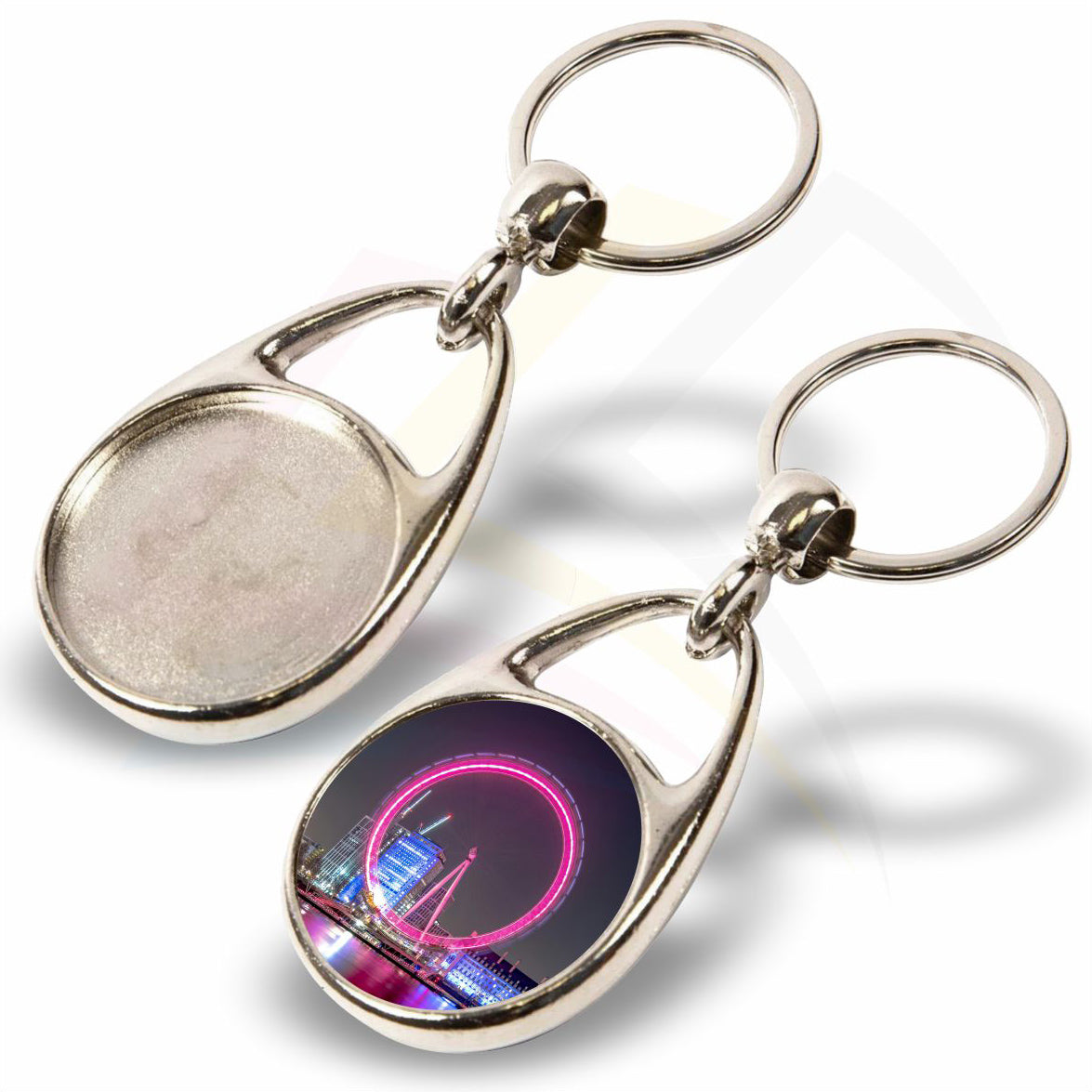 MS-30D Round 30mm 2-Sided Photo Insert Metal Keyring - Blank or Printed - Pack of 100