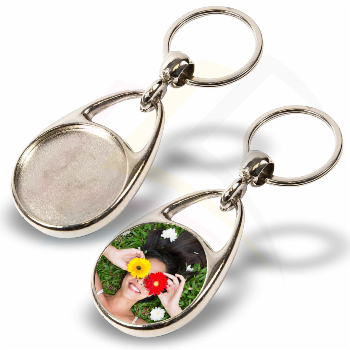 MS-30D-5 Round 30mm 2-Sided Photo Insert Metal Keyring - Blank or Printed - Pack of 5
