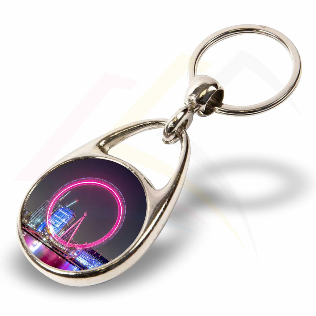 MS-30D-5 Round 30mm 2-Sided Photo Insert Metal Keyring - Blank or Printed - Pack of 5