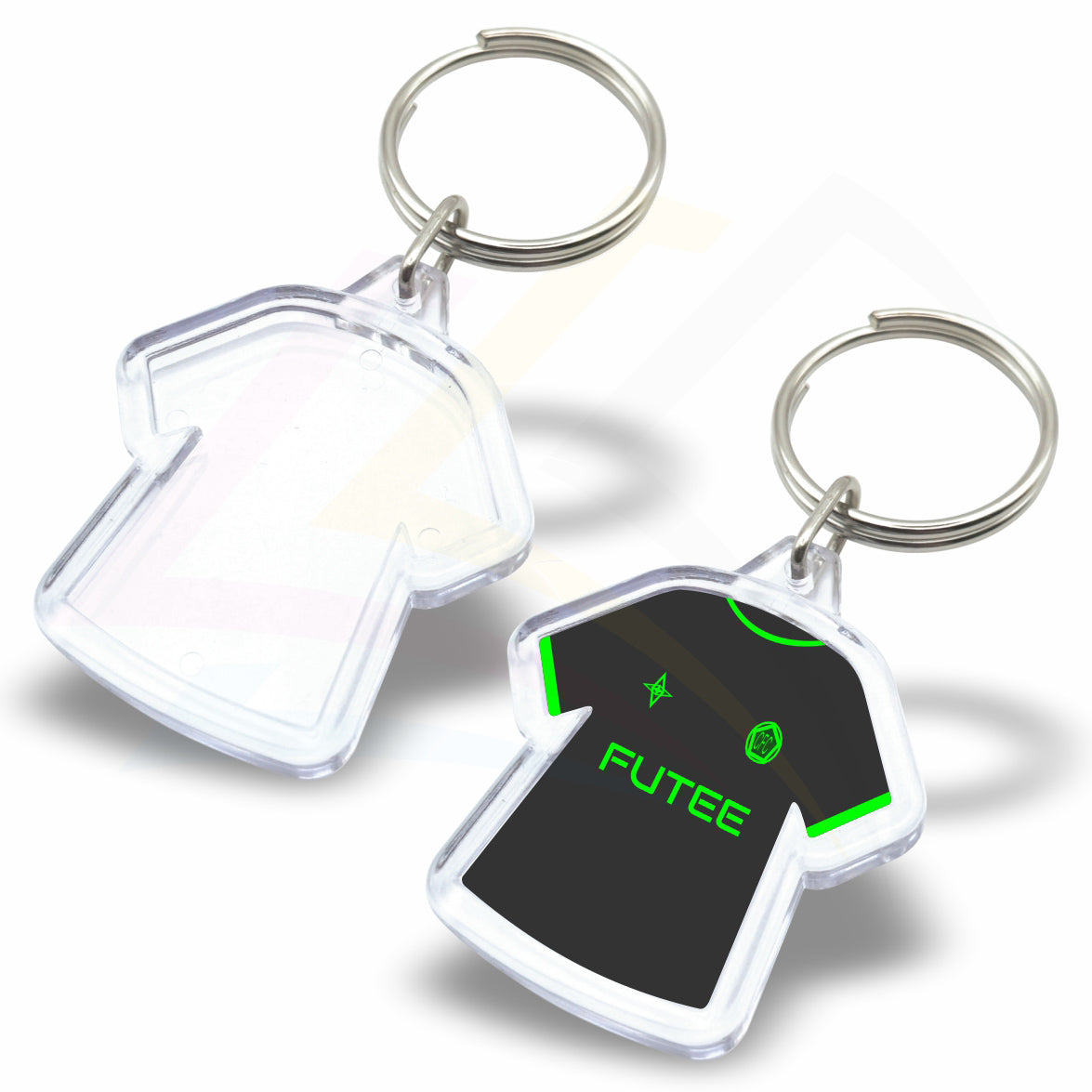 MS1-10 Mini Shirt 35x33mm Photo Insert Acrylic Keyring - Blank or Printed - Pack of 10